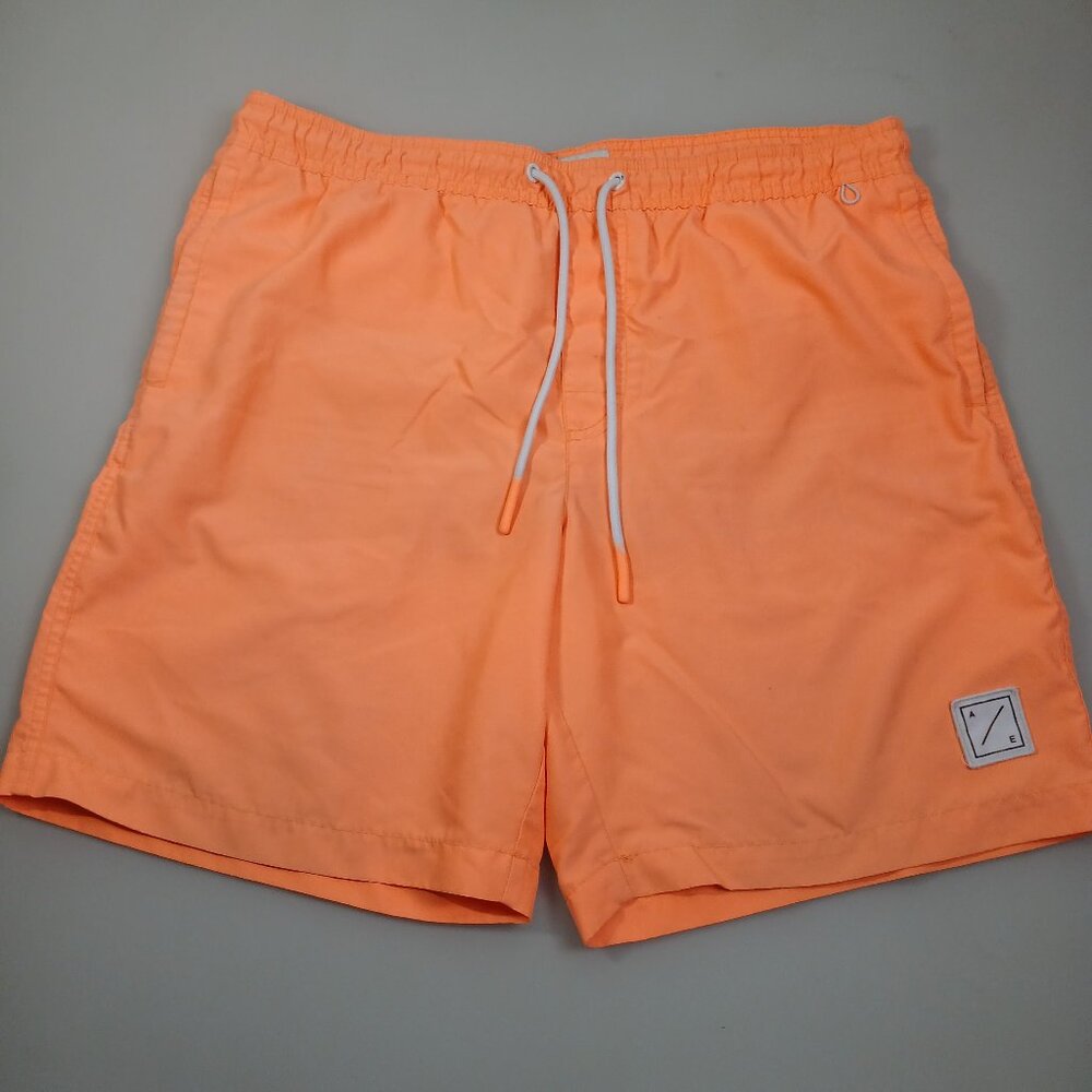 American Eagle Men's Medium Orange Coral Swim Shorts with Mesh Lining